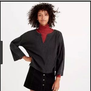 Madewell Denim Side-Lace Top in Sloan Black